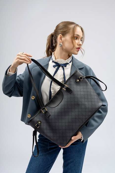 Lucky Bees 355 v2 Bolso Tote Gris y Negro